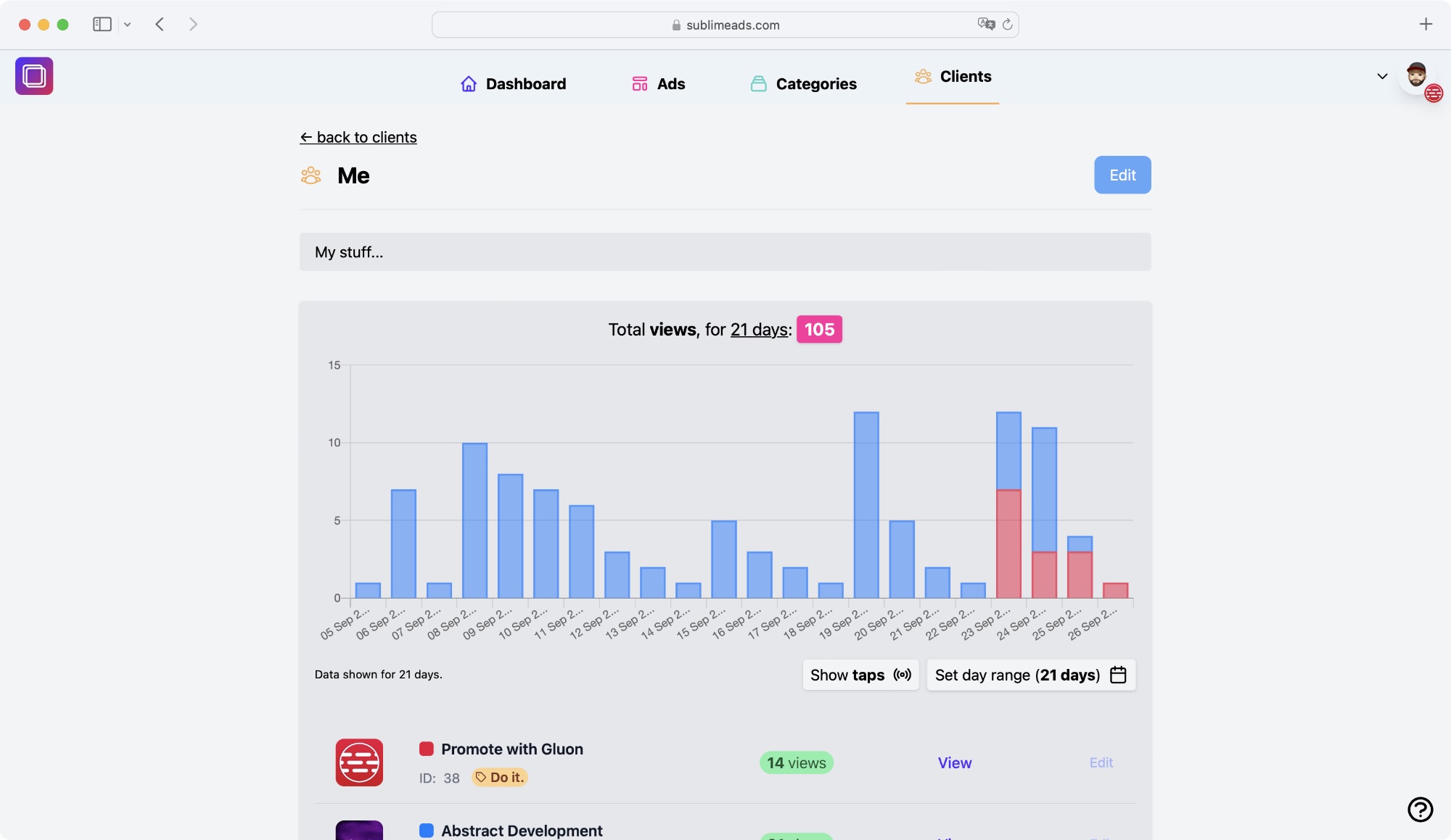 Clients dashboard